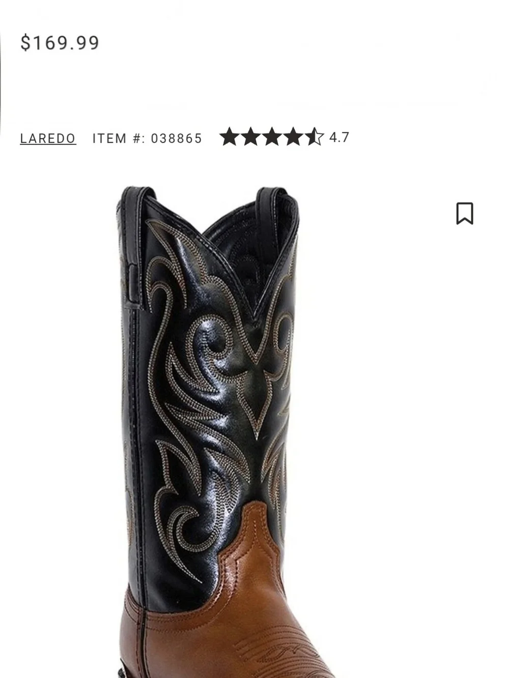 Laredo Mens Nashville Pointed Toe Cowboy Mid Calf Dress Boots Size 9.5 EW